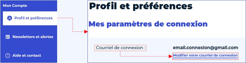 Modifier mon adresse de connexion