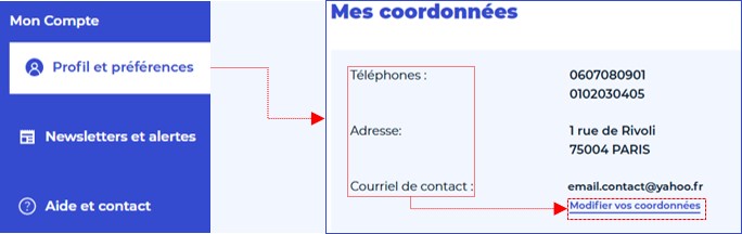 Modifier mes coordonnées