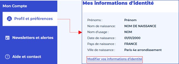 Modifier mon identité